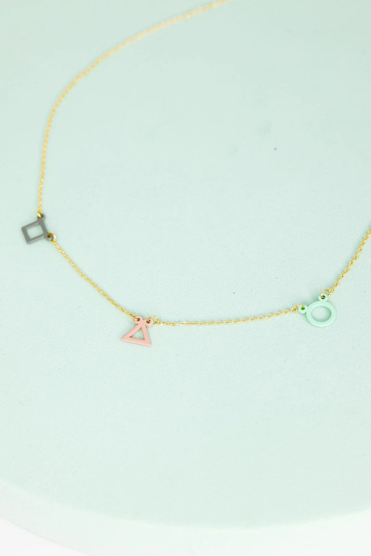 Geometric Circle Triangle Square Station Colorful Necklace