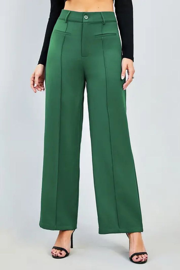 Plain High Waist Straight Leg Pant