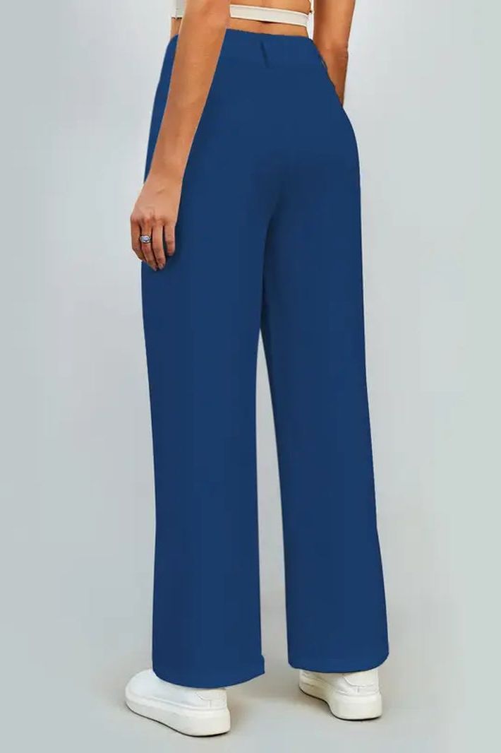 Plain High Waist Straight Leg Pant