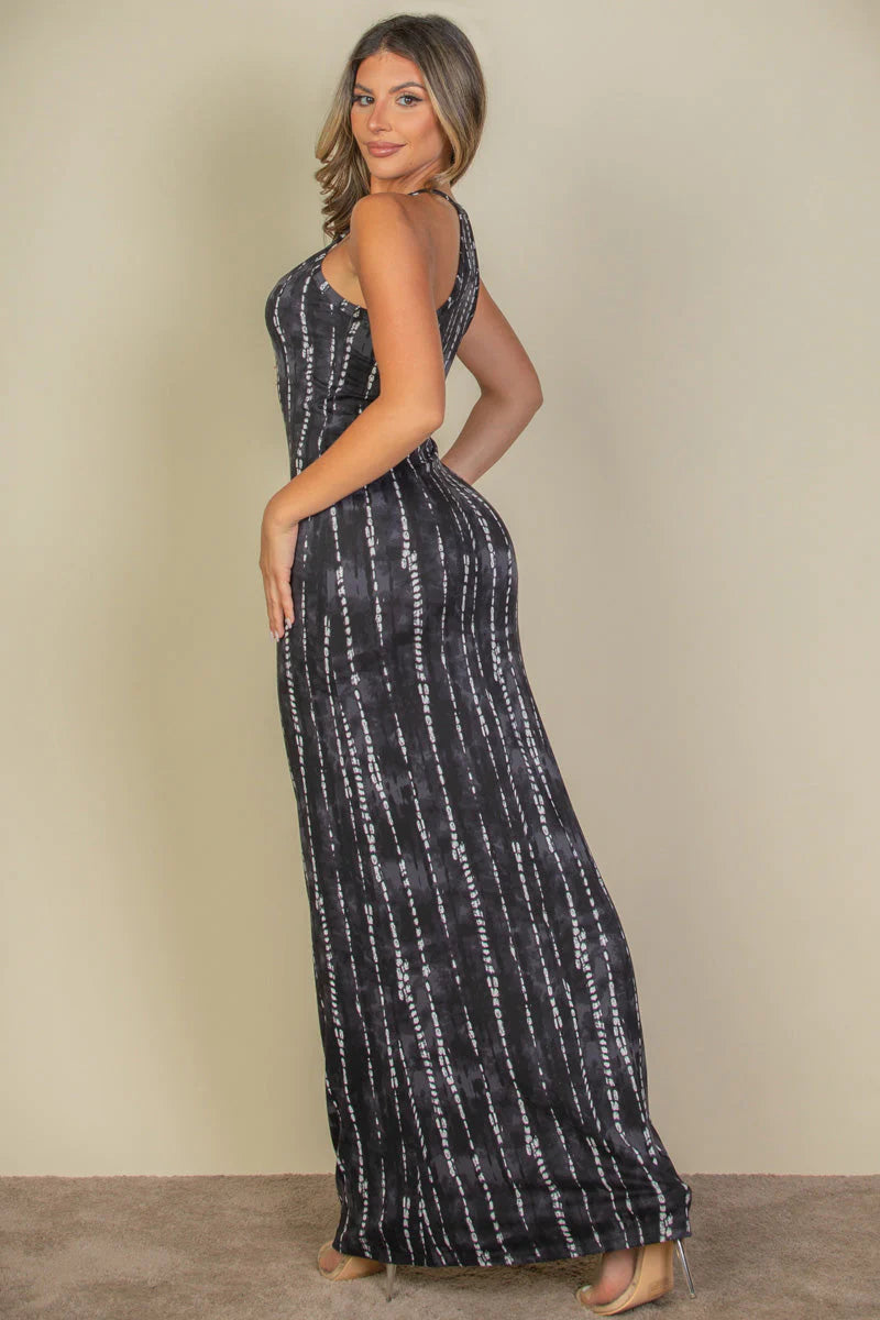 Tie Dye Printed Cami Bodycon Maxi Dress 