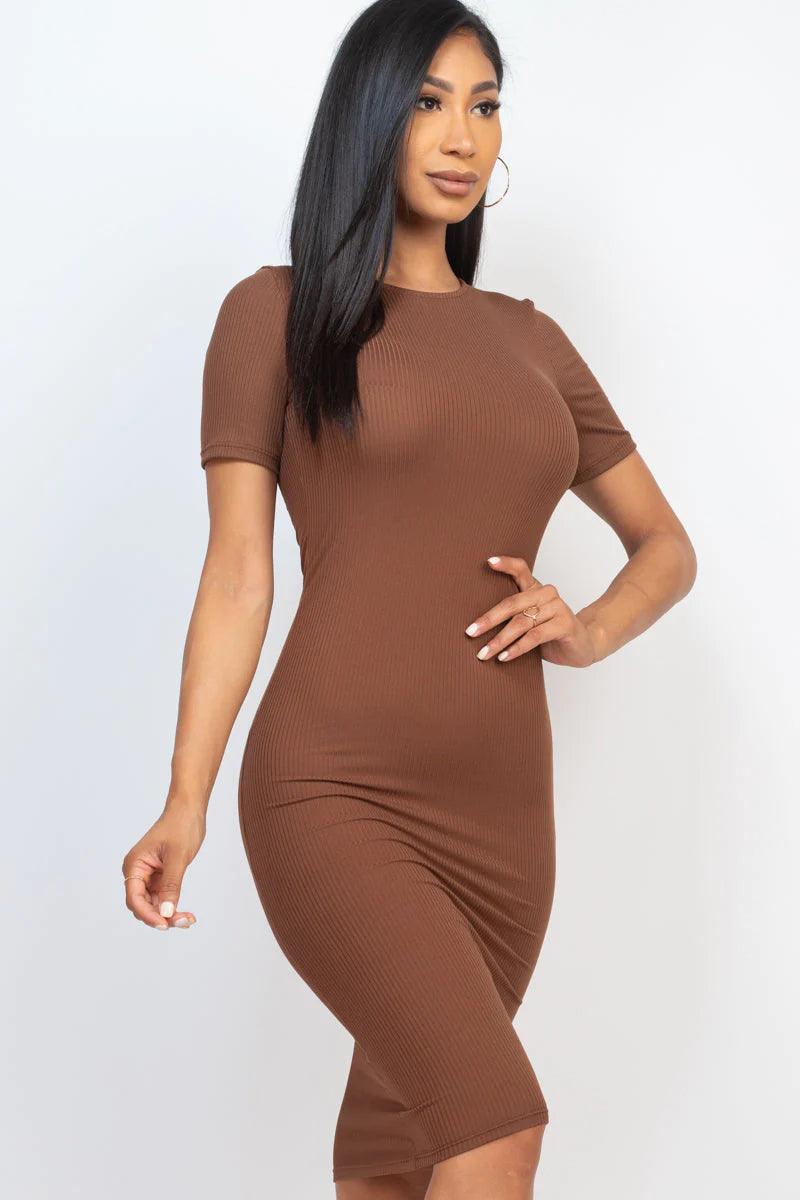 Ribbed Bodycon Midi Dress 