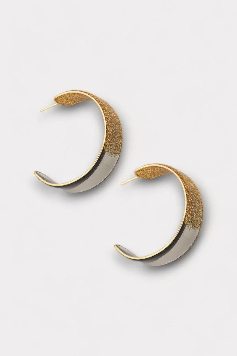 Glitter Gold Flat Acrylic Hoop Earrings