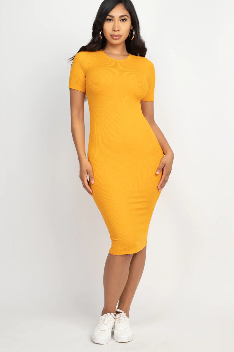 Ribbed Bodycon Midi Dress 