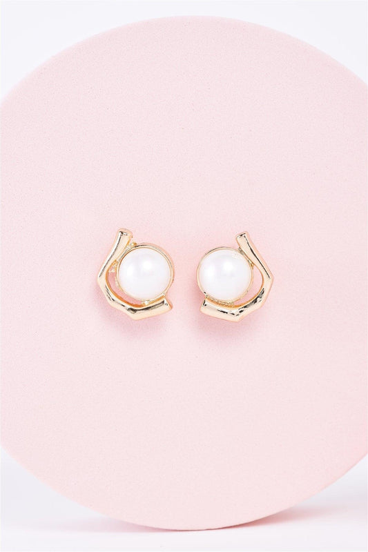 Gond & Pearl Geo Stud Earrings