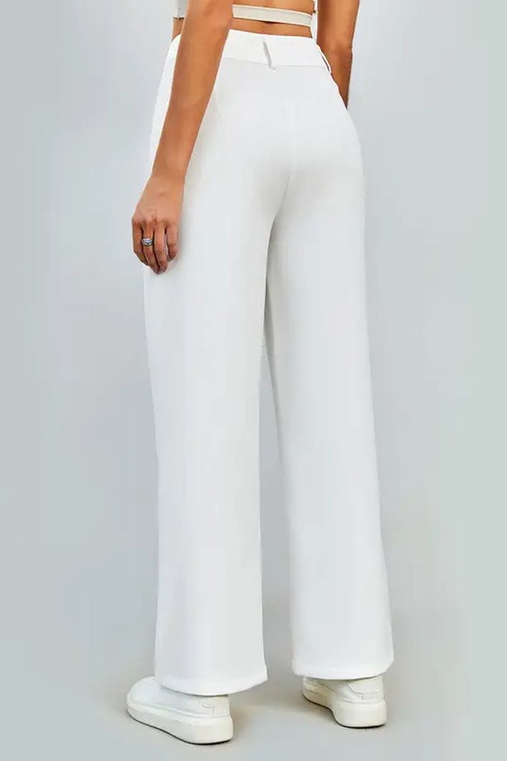 Plain High Waist Straight Leg Pant