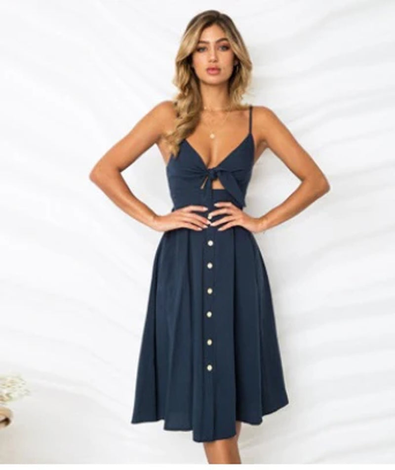 Summer Dress Sleeveless Backless Strap 