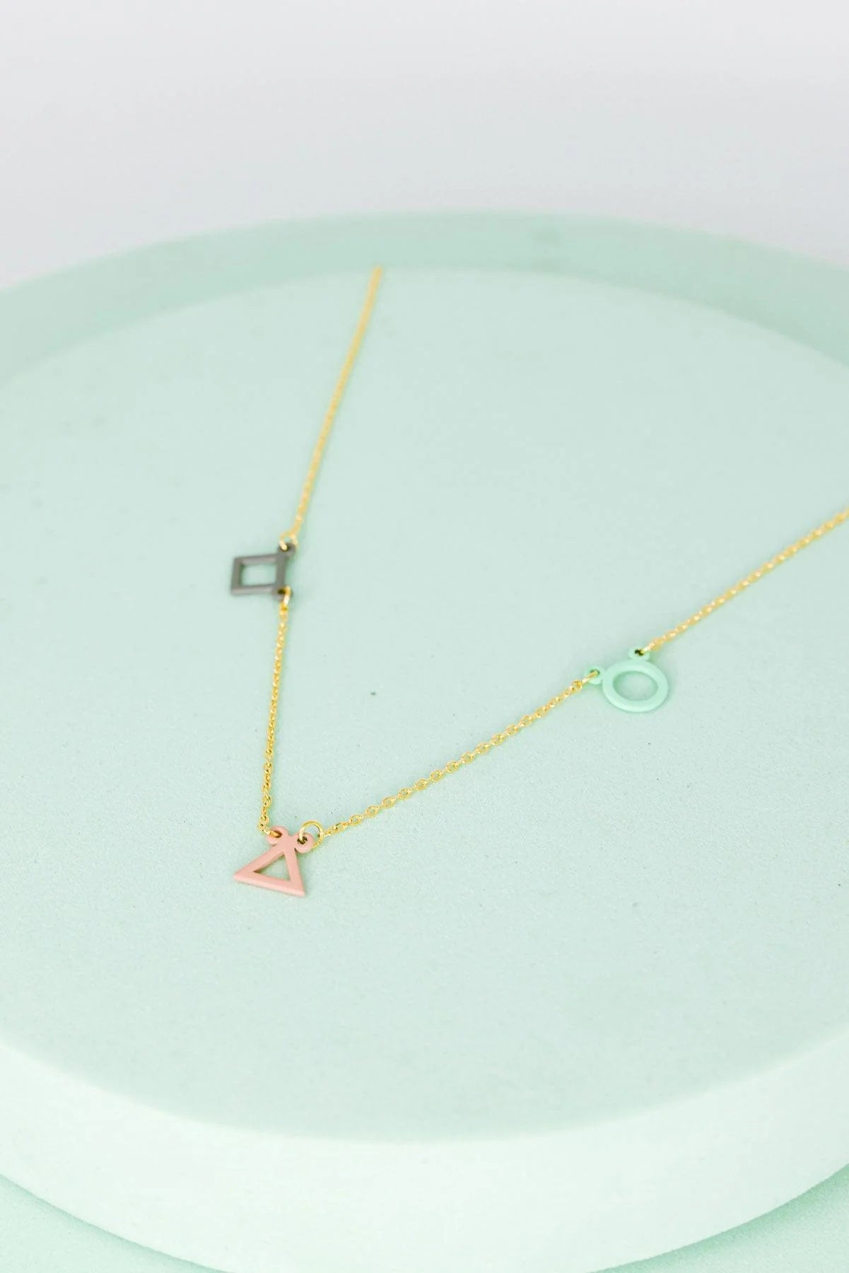 Geometric Circle Triangle Square Station Colorful Necklace