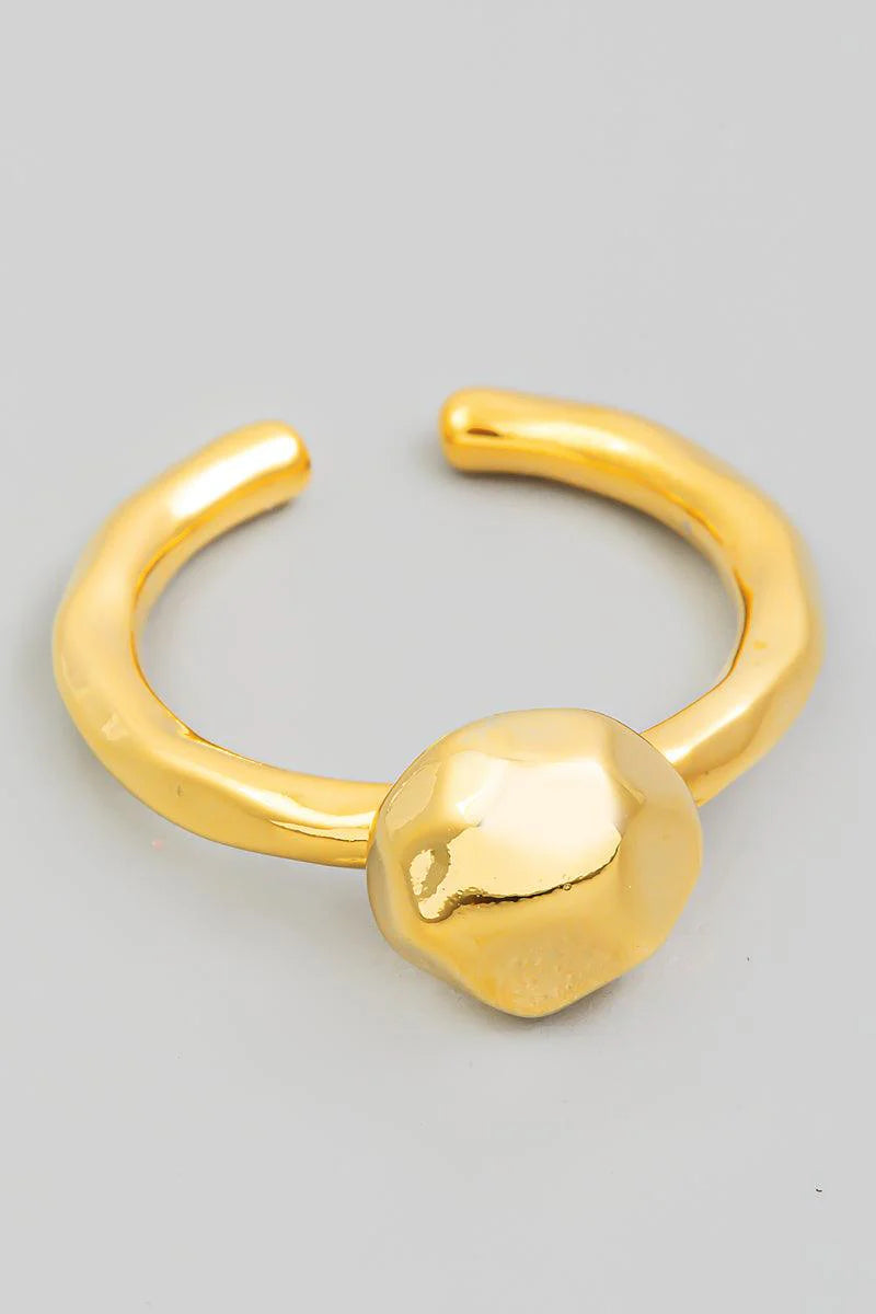 Ball Chunk Adjustable Gold Ring