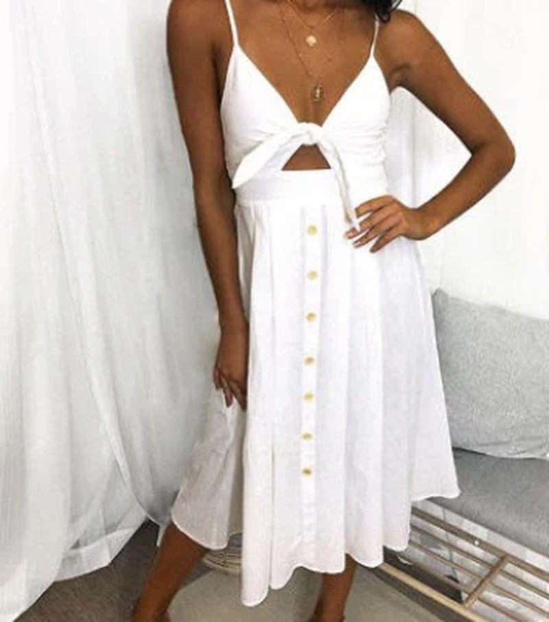 Summer Dress Sleeveless Backless Strap 