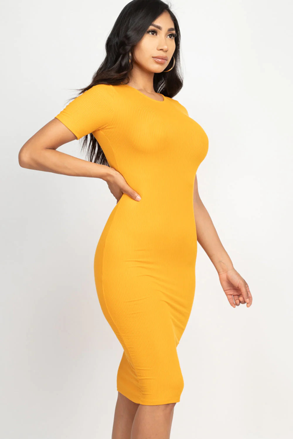 Ribbed Bodycon Midi Dress 