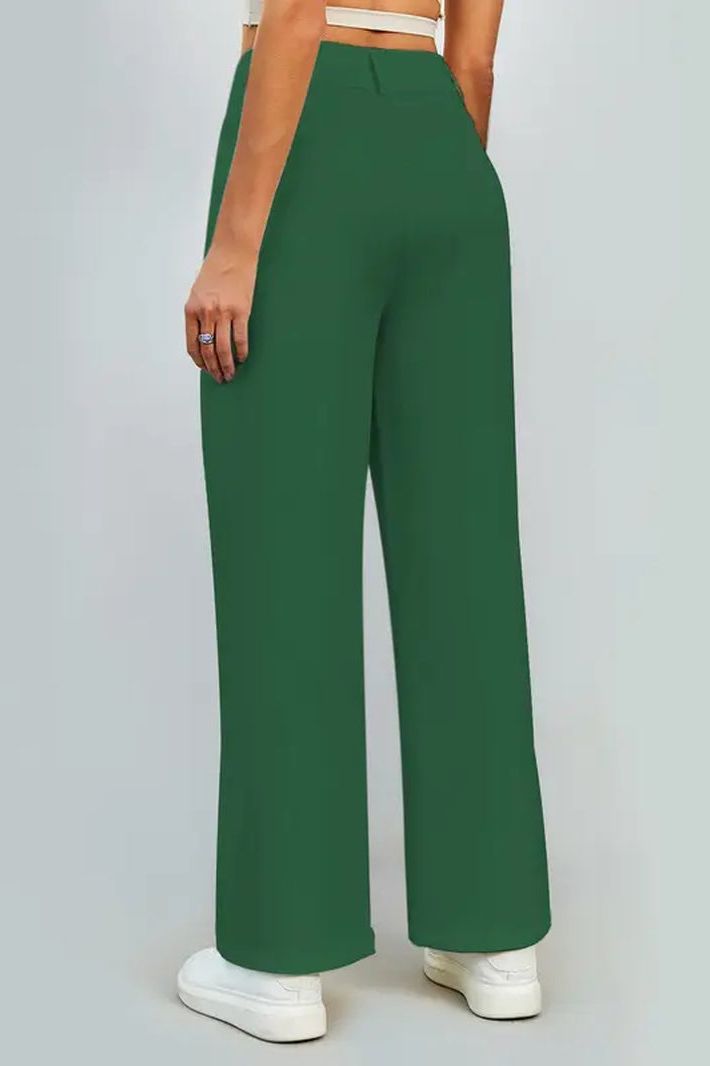 Plain High Waist Straight Leg Pant