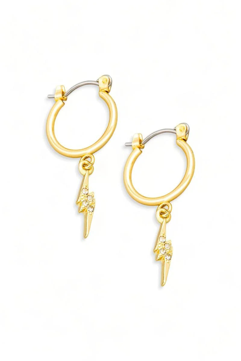 Mini Lightning Rhinestone Drop Hoop Earrings