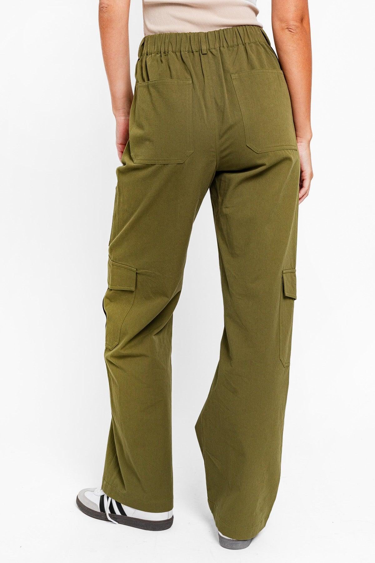 High Waisted Wide Leg Pockets Cargo Pants