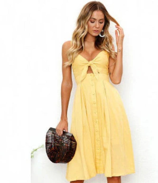 Summer Dress Sleeveless Backless Strap 