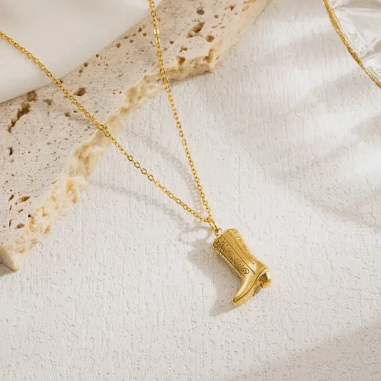 Stainless Steel Gold Boot Necklace