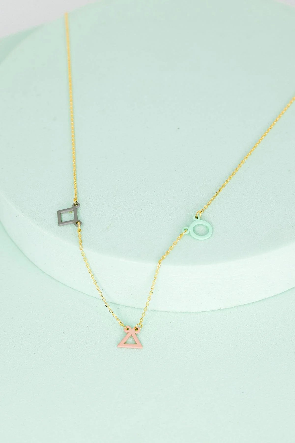 Geometric Circle Triangle Square Station Colorful Necklace