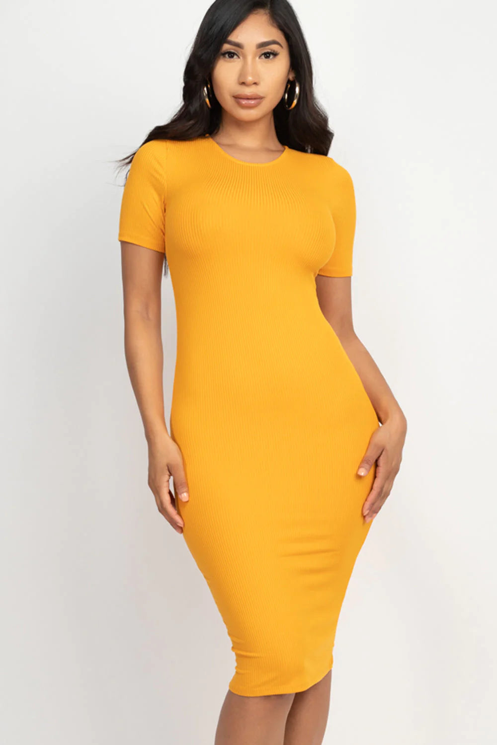 Ribbed Bodycon Midi Dress 