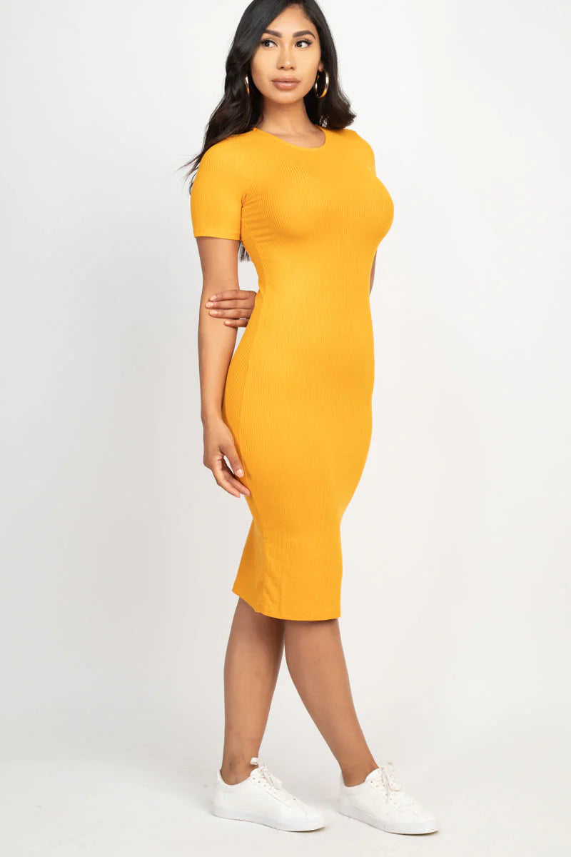 Ribbed Bodycon Midi Dress 