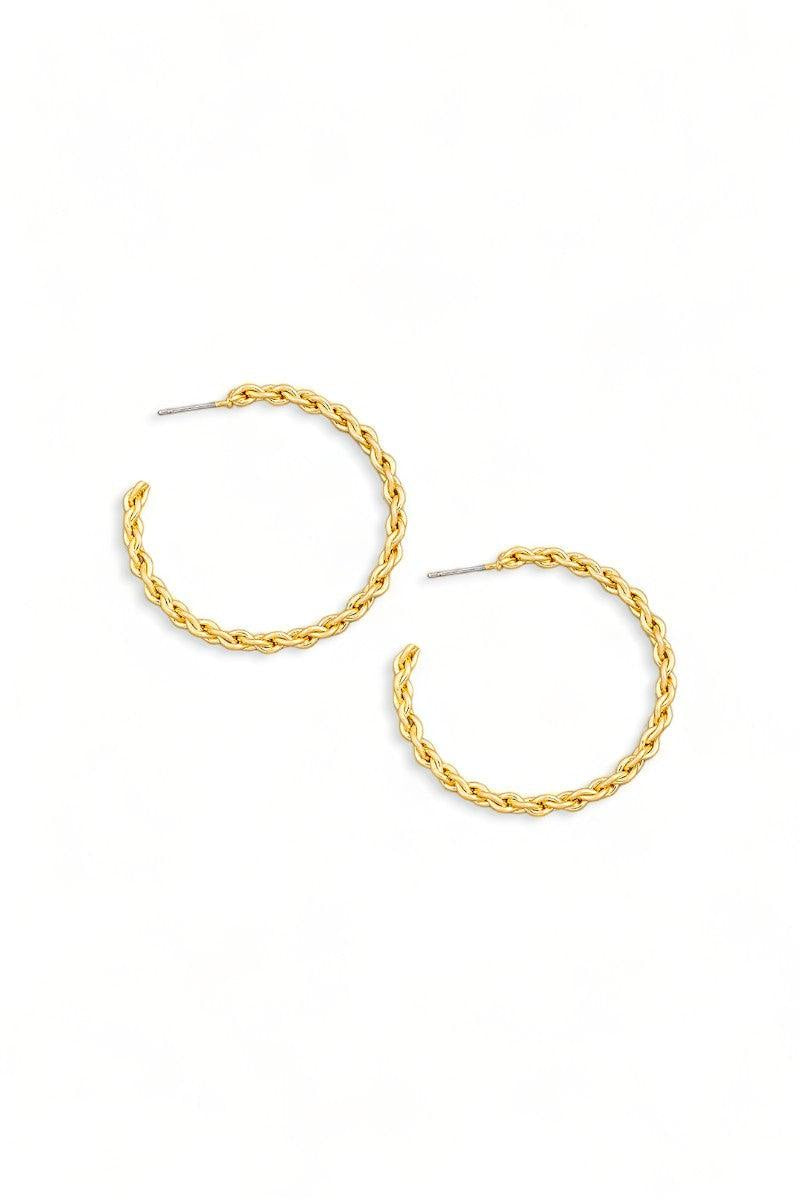 Metallic Rope Chain Open Hoop Earrings